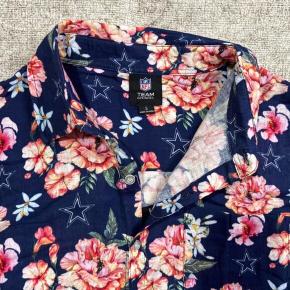 Navy Floral Dallas Cowboys Button-Up Shirt (Size S) - Picture 2 of 7